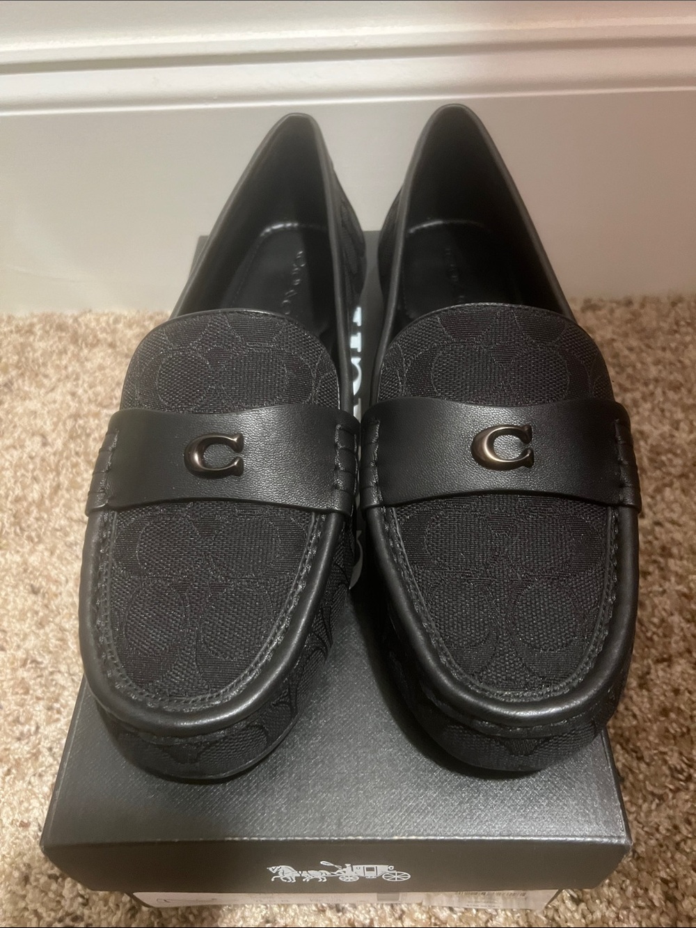 Coach Black Women's Signature Canvas Slip-On Loafers